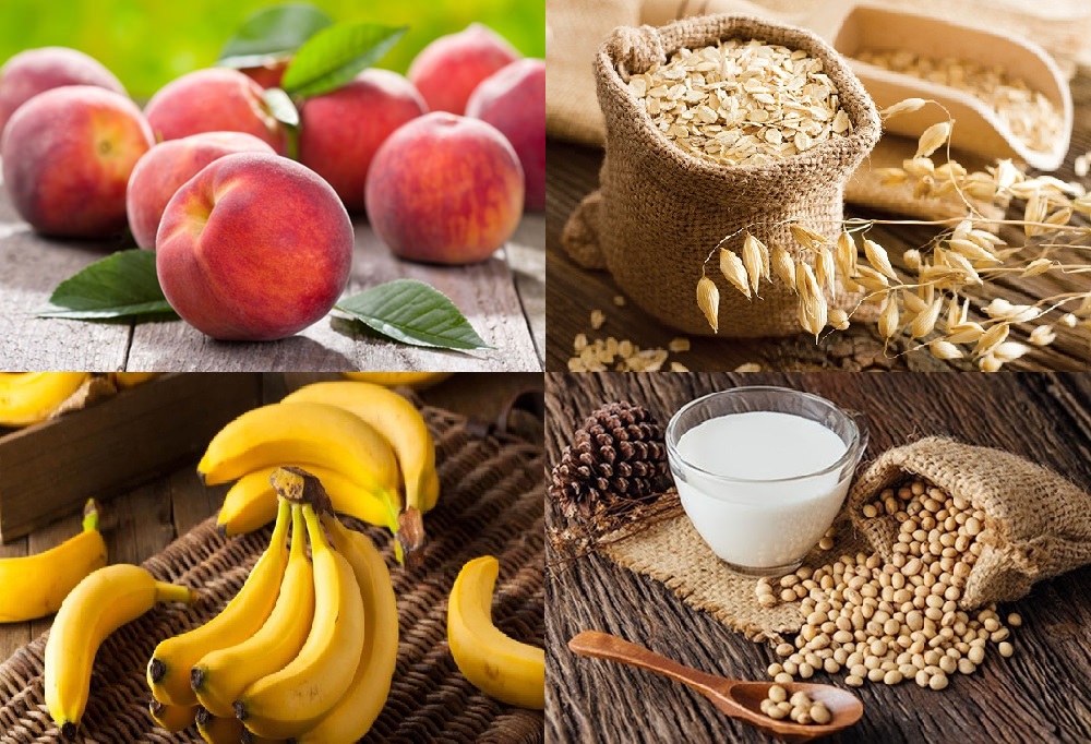 Những thực phẩm giúp tăng cân hiệu quả cho trẻ gồm: đào, yến mạch, chuối, đậu nành